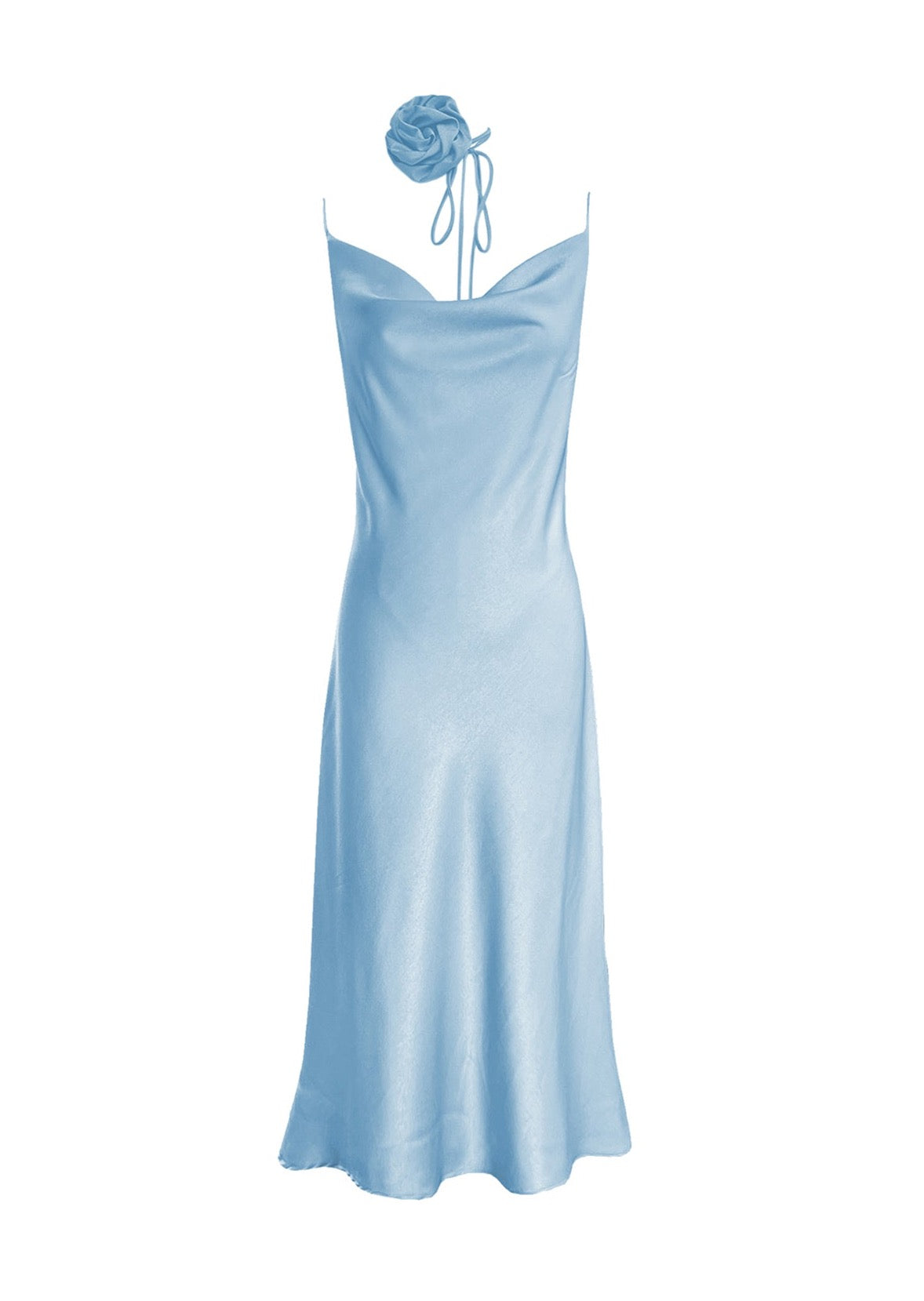 DESIREE COWL NECK SLIP DRESS IN LIGHT BLUE