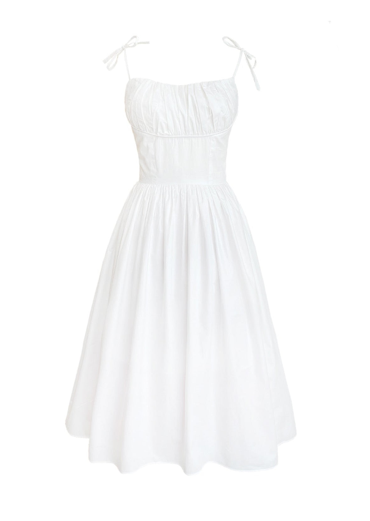 MARILYN VINTAGE INSPIRED MIDI DRESS IN WHITE