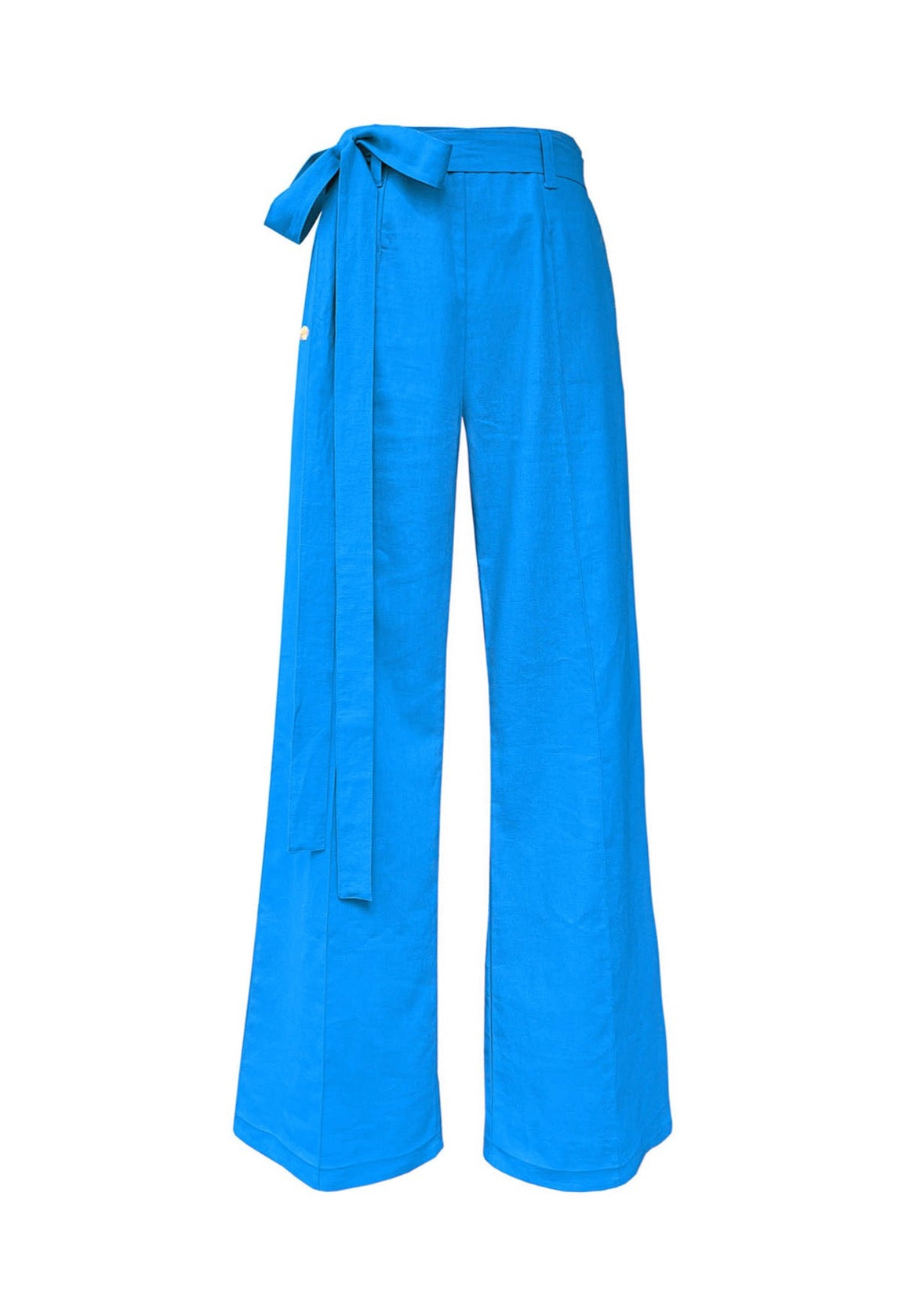 MASON WIDE LEG PANTS IN AZURE BLUE LINEN