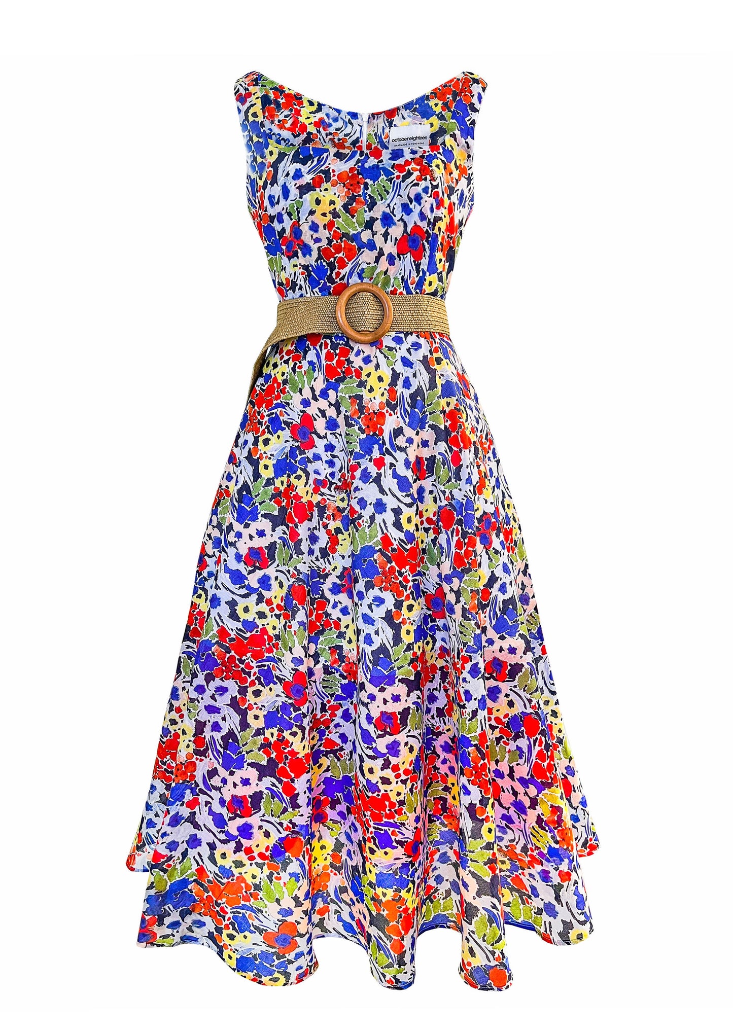 ZADIE SQUARE NECKLINE MIDI TEA DRESS - SUMMER GARDEN