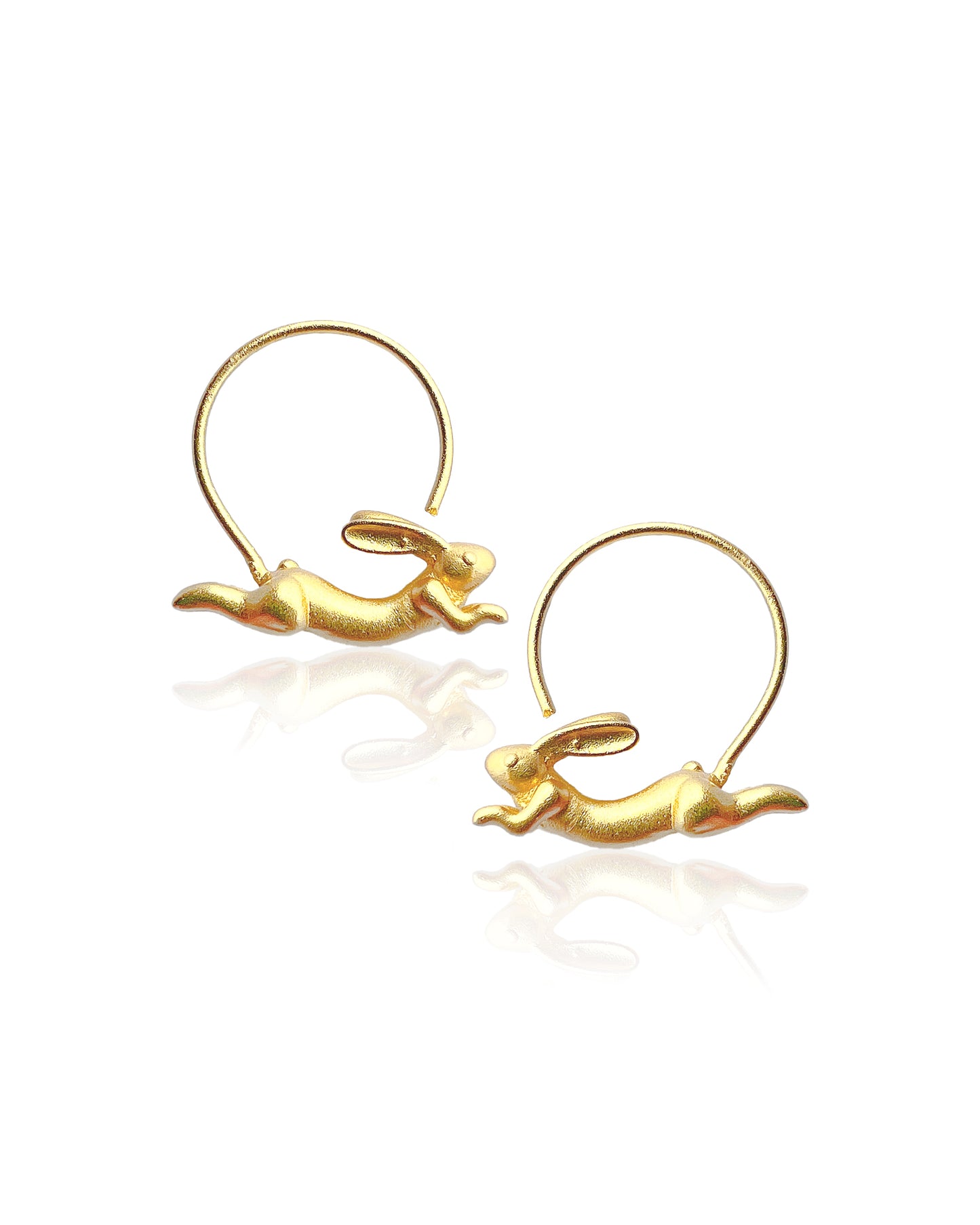 GOLDEN FLYING RABBIT HOOP EARRINGS