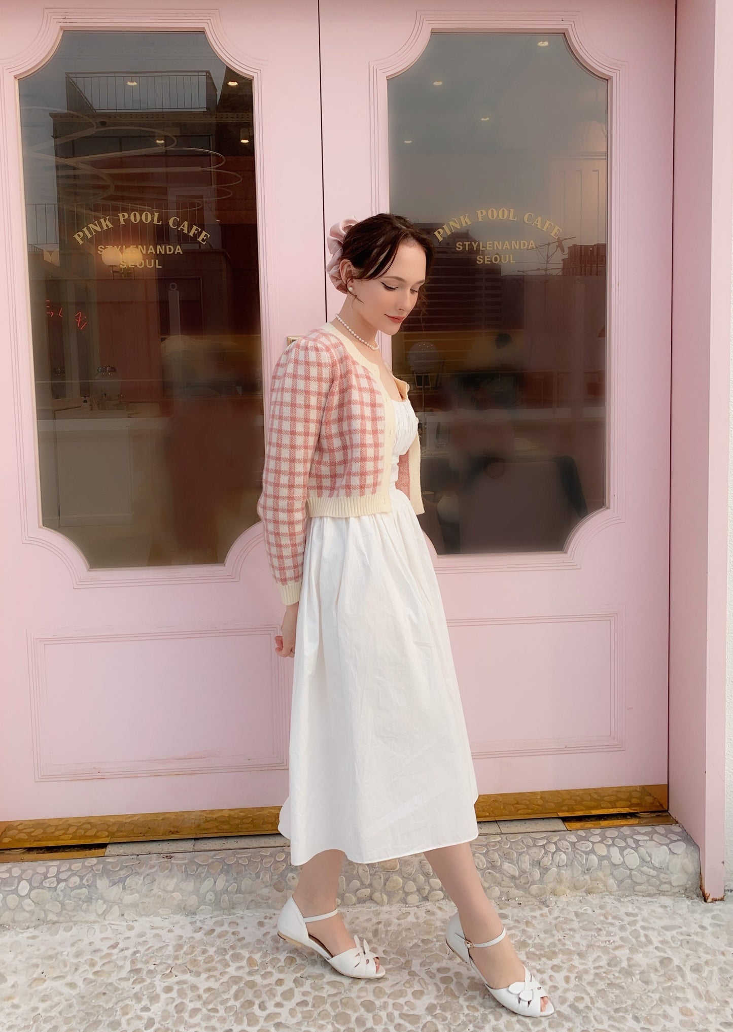MARILYN VINTAGE INSPIRED MIDI DRESS IN WHITE