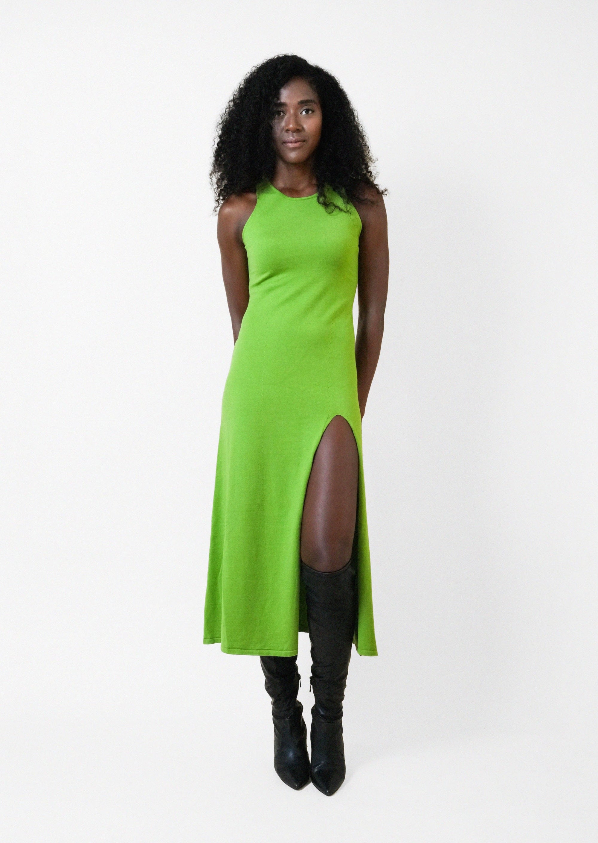 KELLY DRESS in Lime - OctoberEighteen