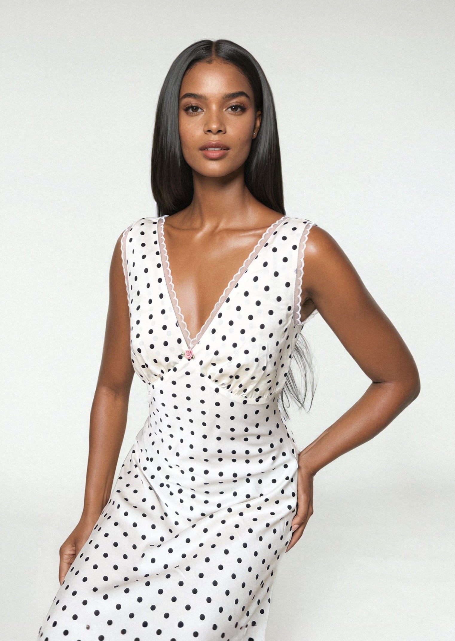 JULIETTE DRESS in White Polka Dots - OctoberEighteen