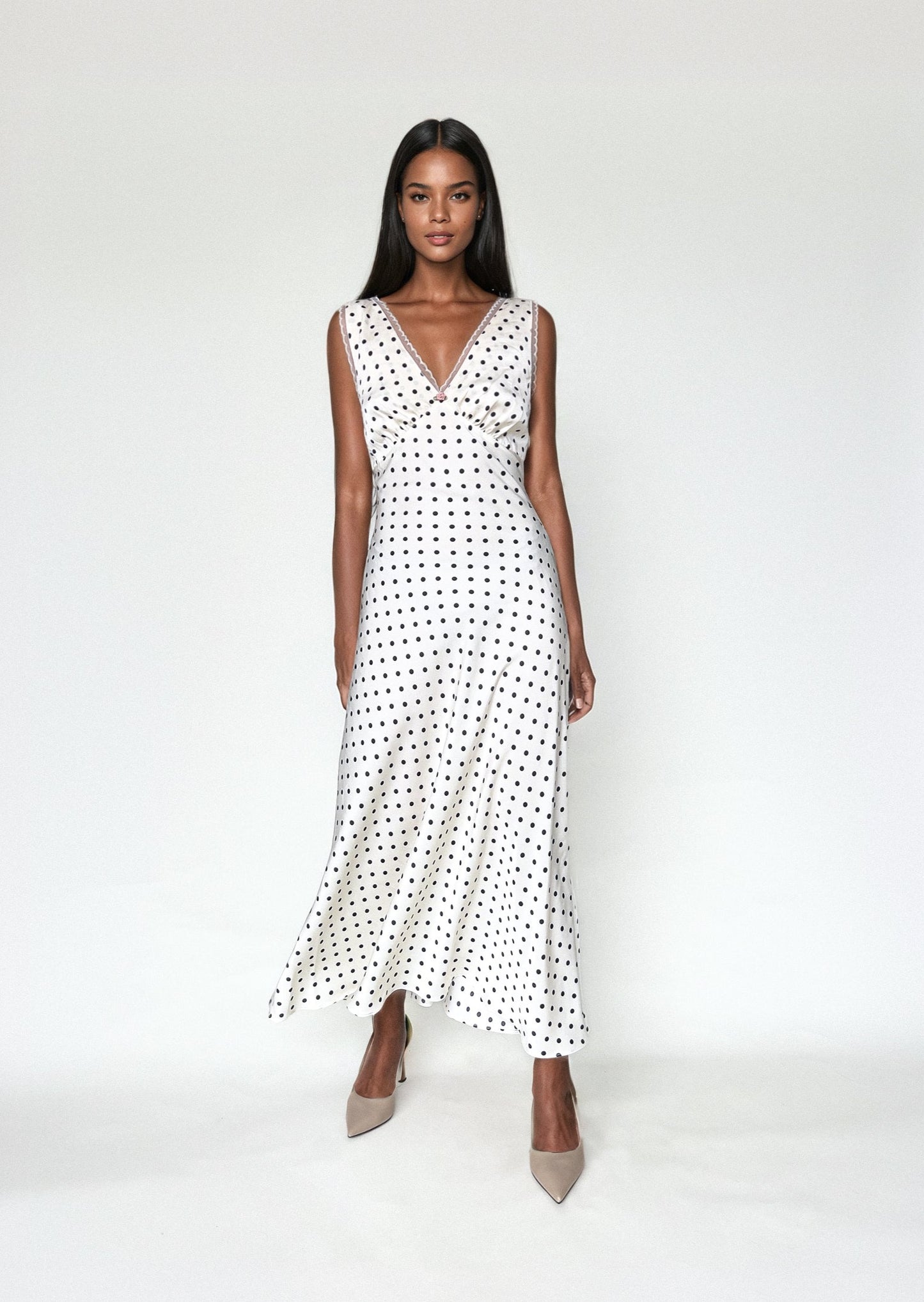 JULIETTE DRESS in White Polka Dots - OctoberEighteen