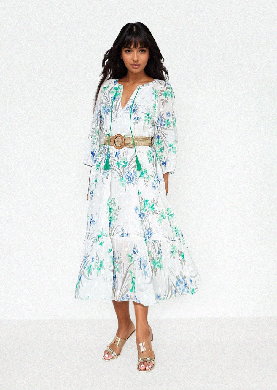 SIYA DRESS in Blue - OctoberEighteen