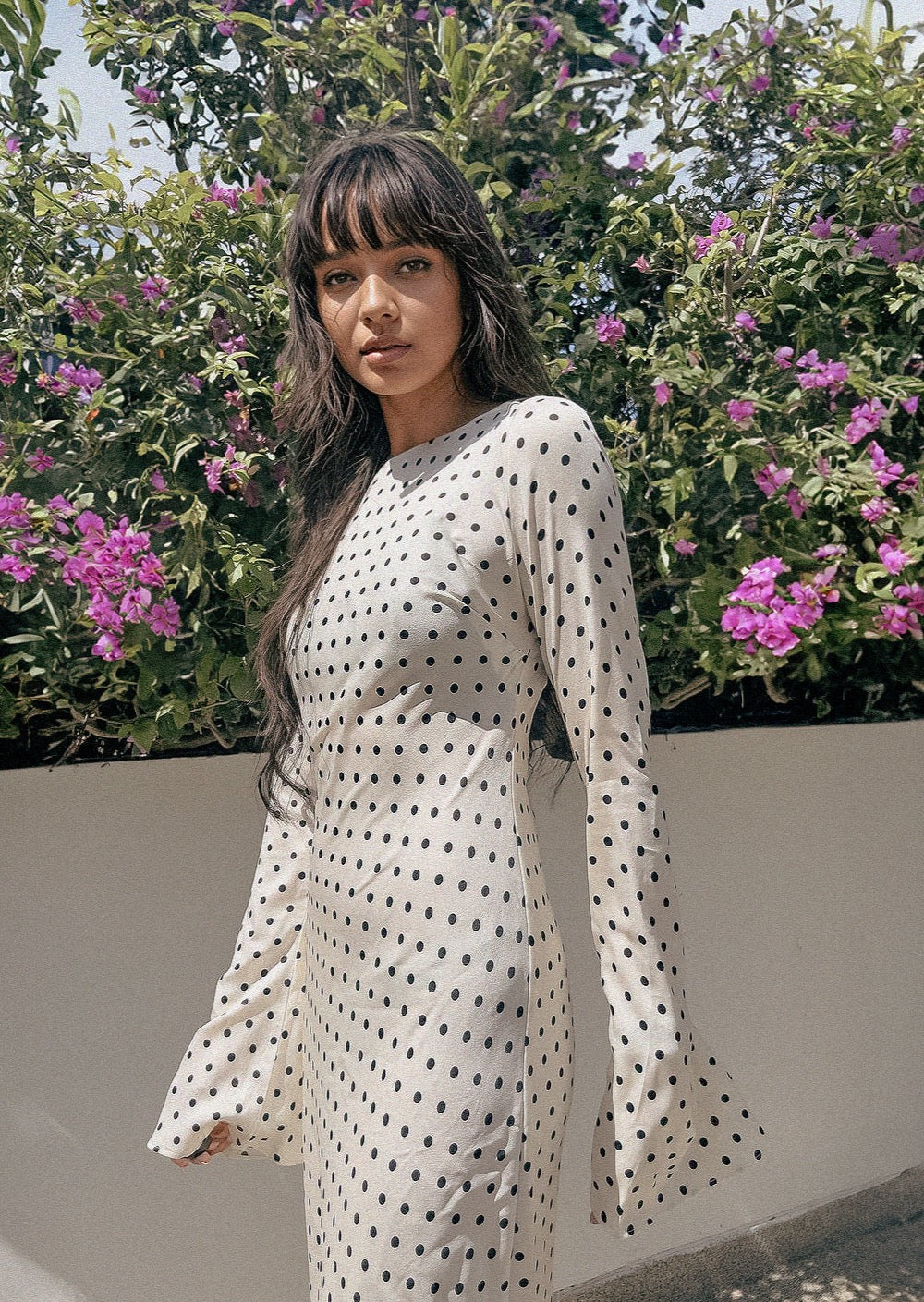 KYRA DRESS in White Polka Dots - OctoberEighteen