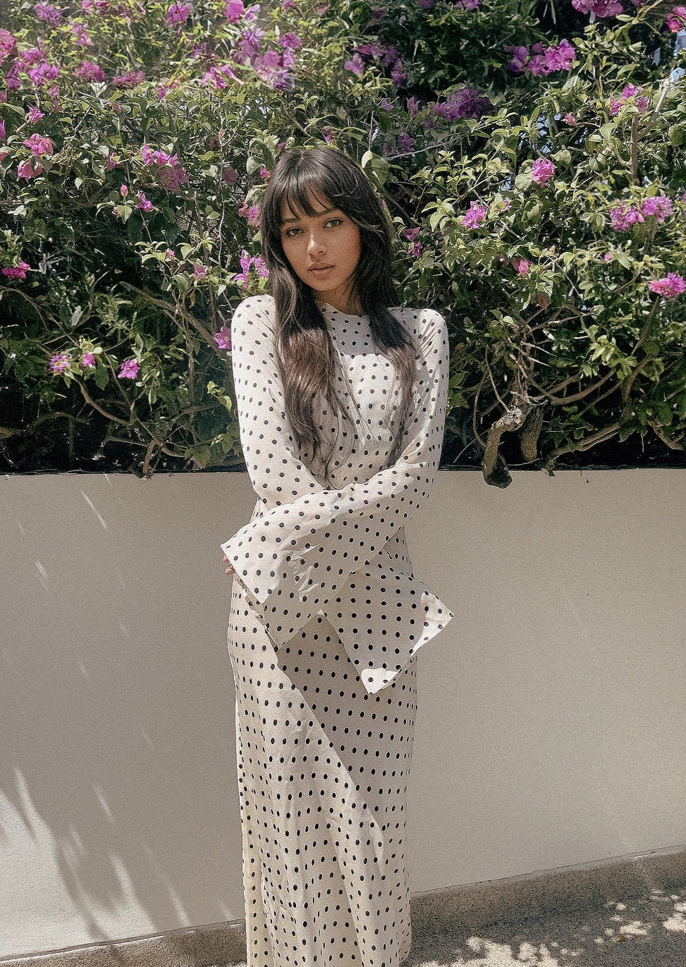 KYRA DRESS in White Polka Dots - OctoberEighteen