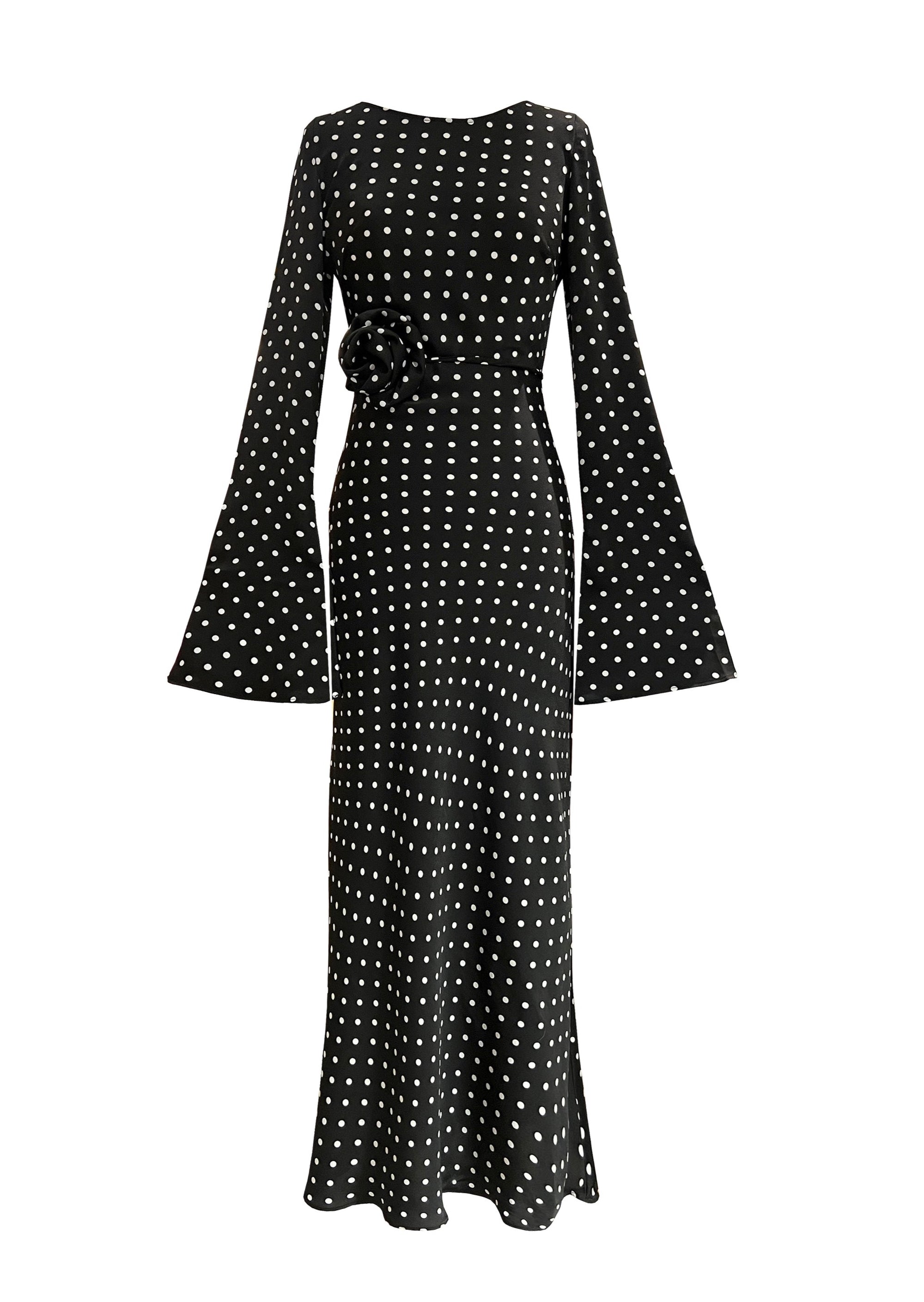 KYRA DRESS in Black Polka Dots - OctoberEighteen