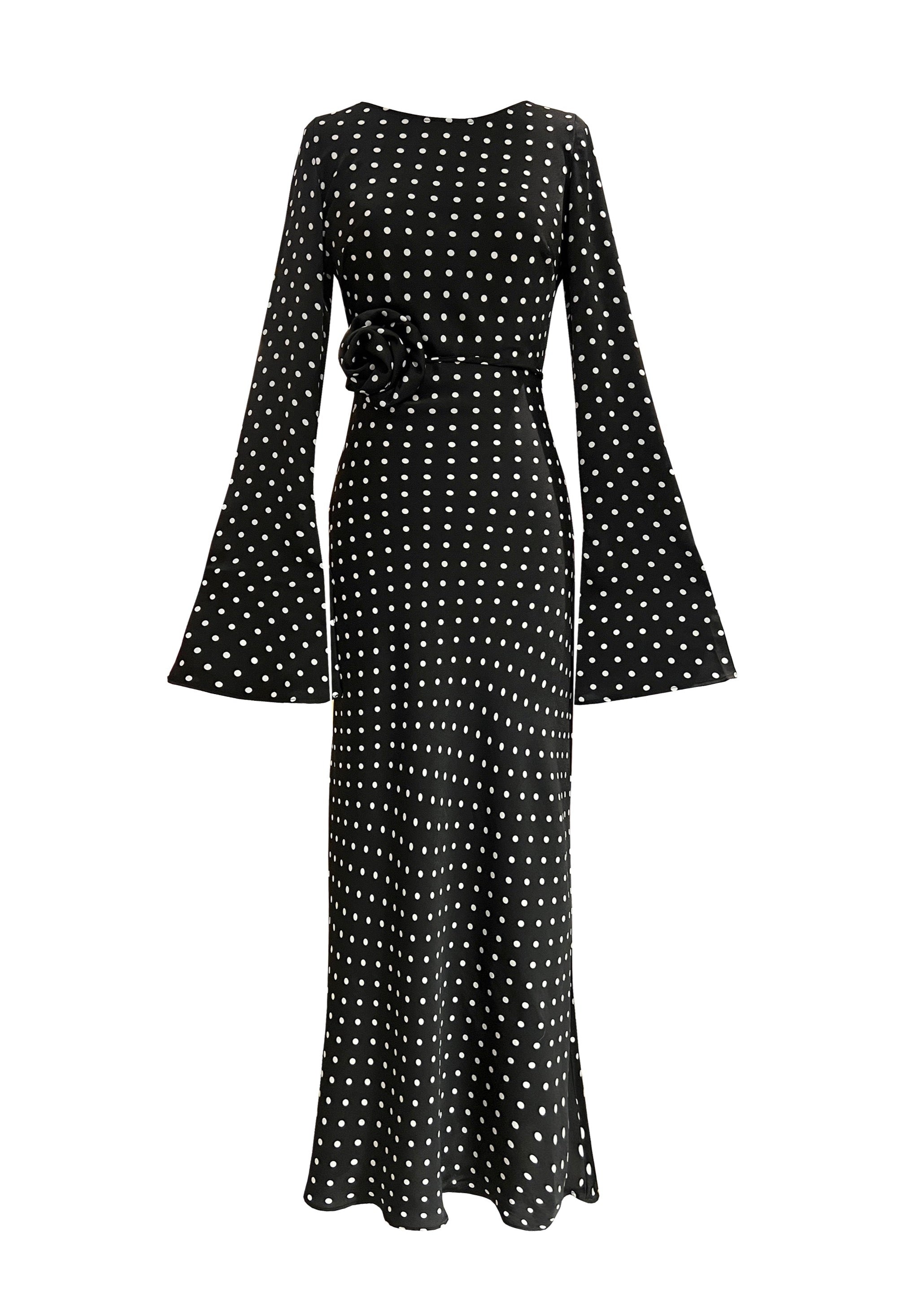 KYRA DRESS in Black Polka Dots - OctoberEighteen