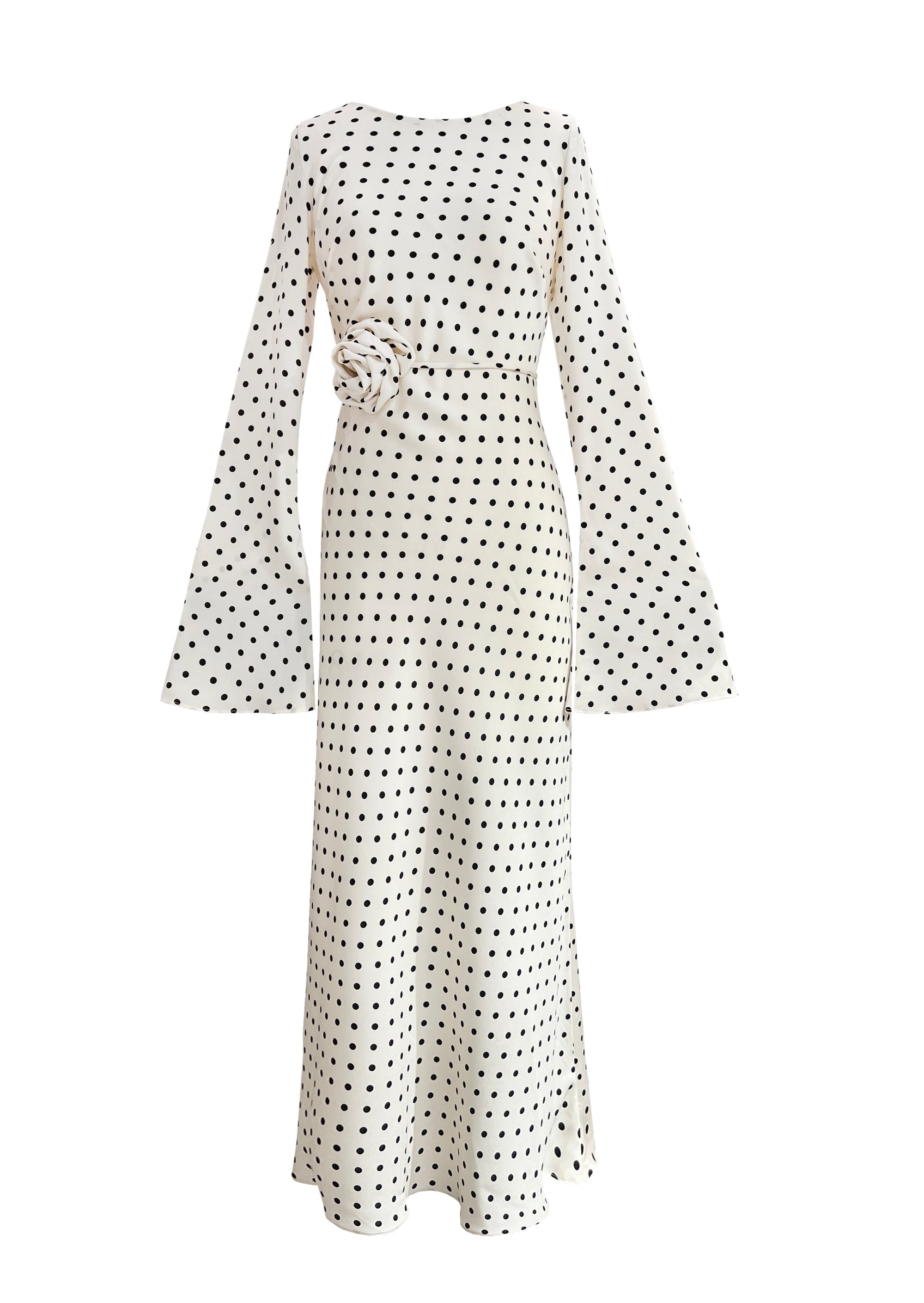 KYRA DRESS in White Polka Dots - OctoberEighteen