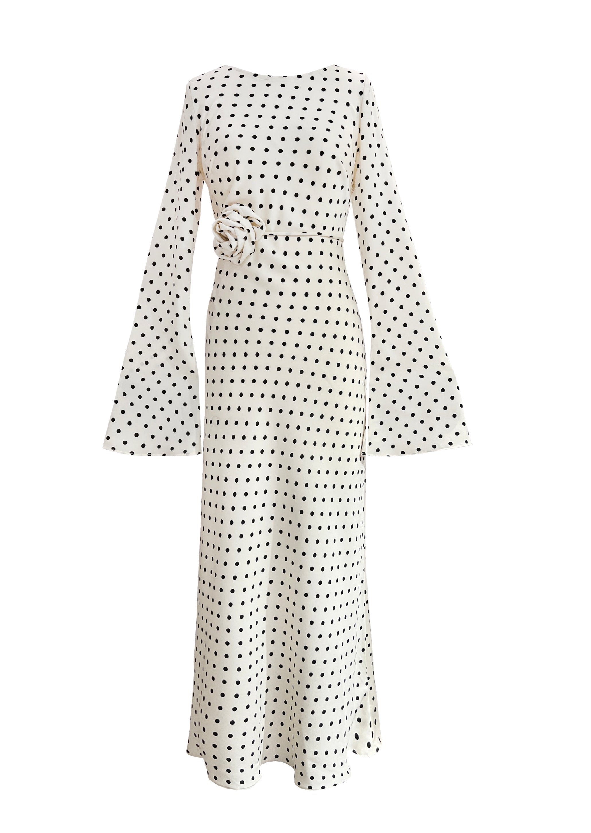 KYRA DRESS in White Polka Dots - OctoberEighteen