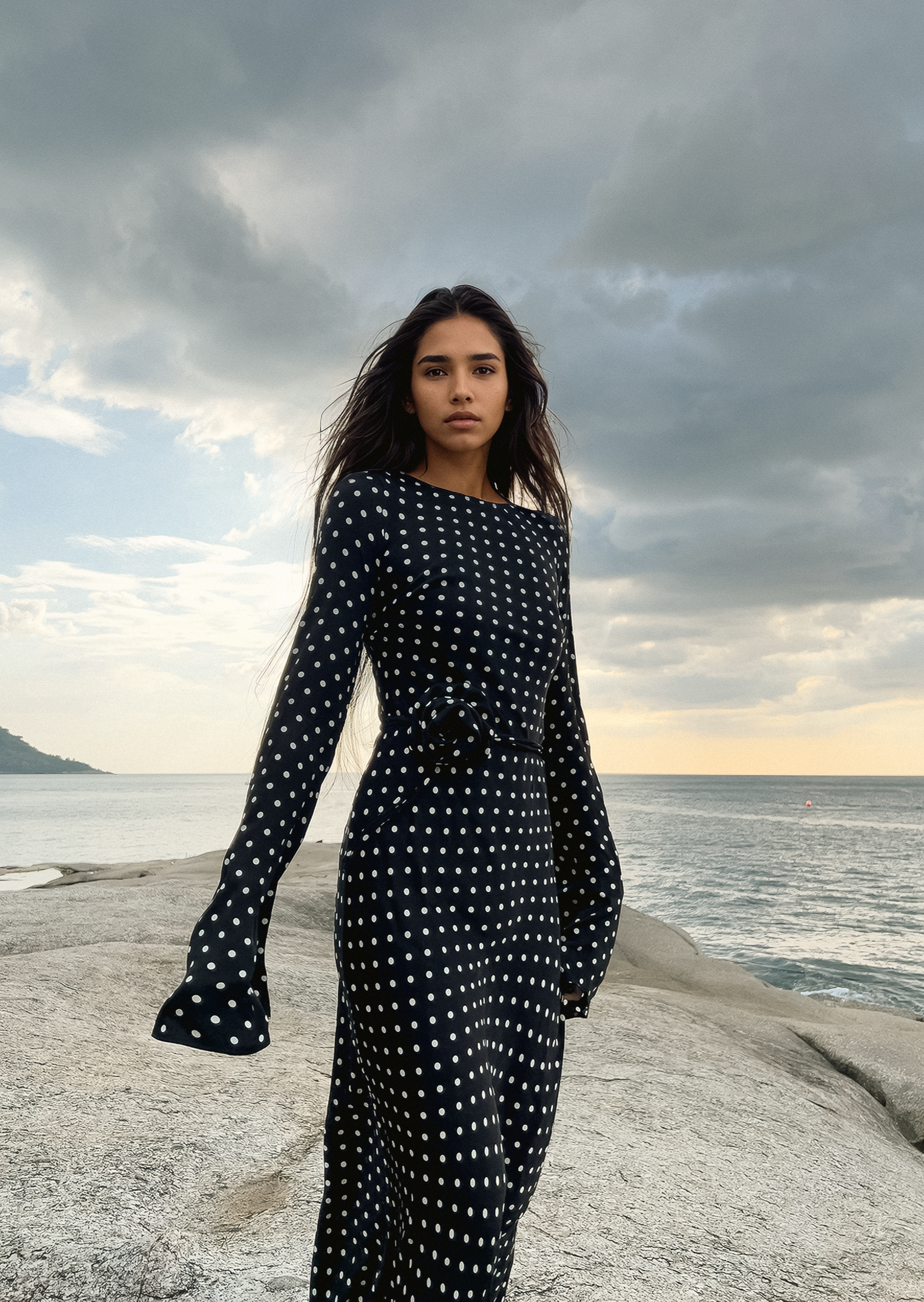 KYRA DRESS in Black Polka Dots - OctoberEighteen