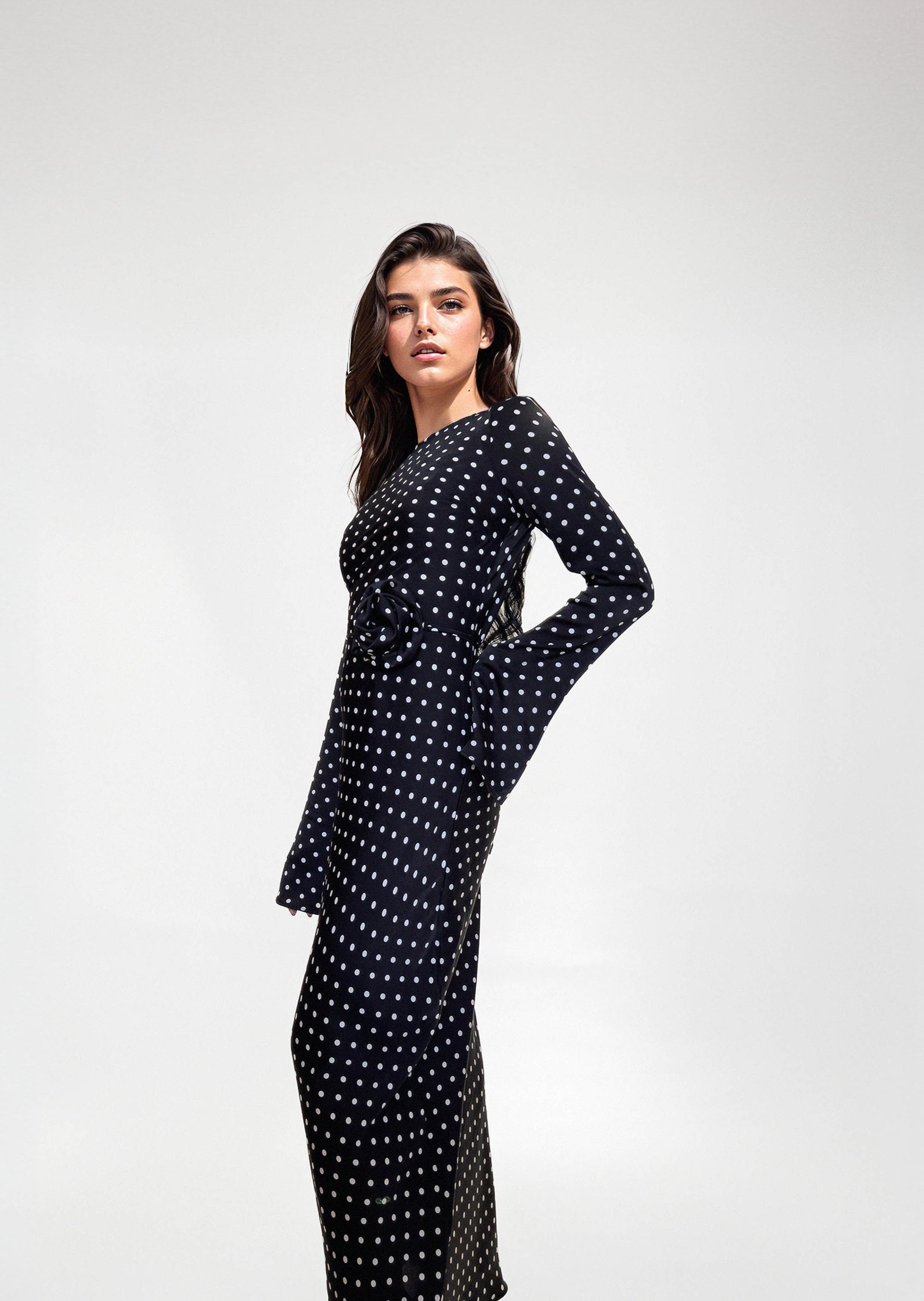 KYRA DRESS in Black Polka Dots - OctoberEighteen