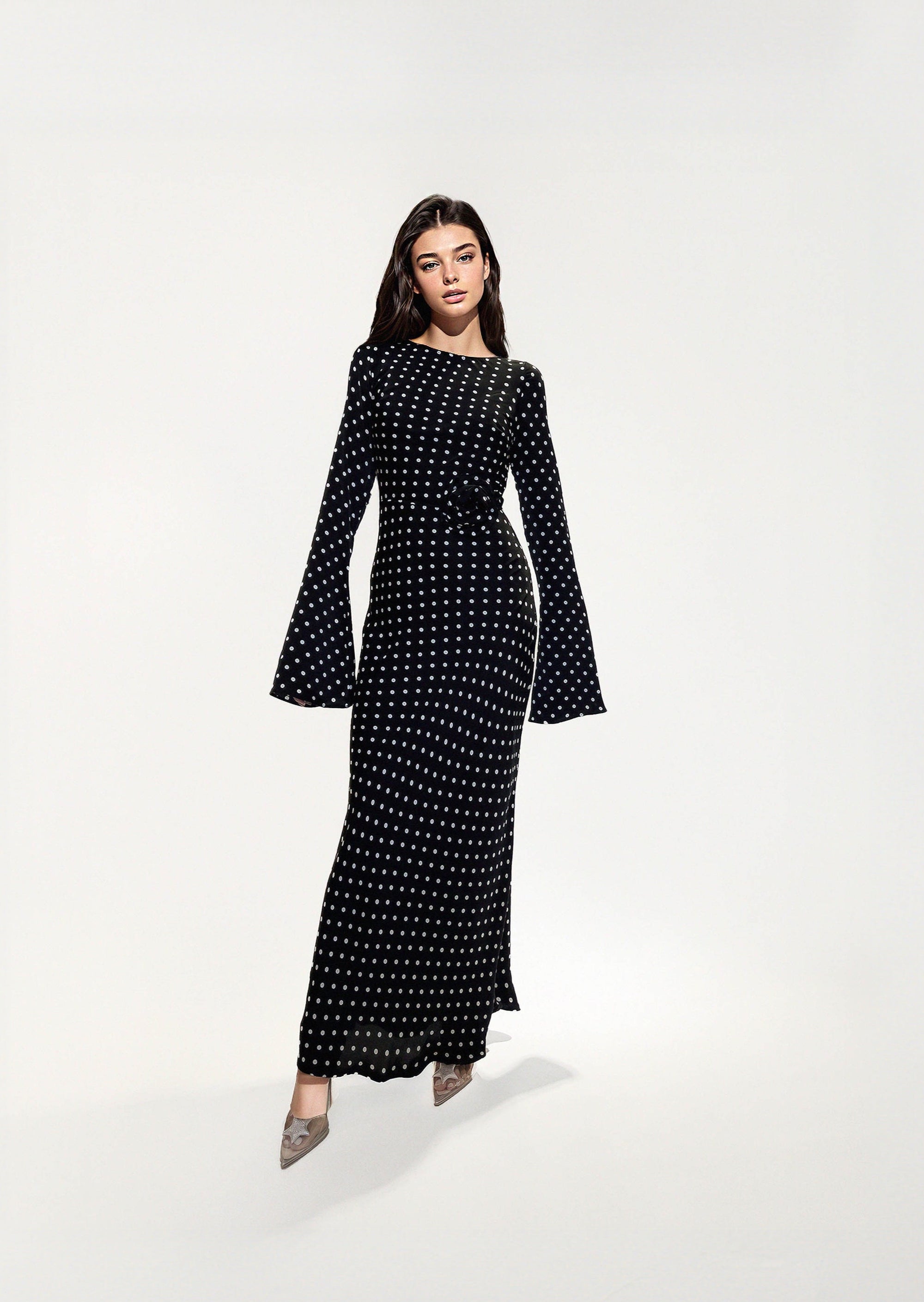 KYRA DRESS in Black Polka Dots - OctoberEighteen
