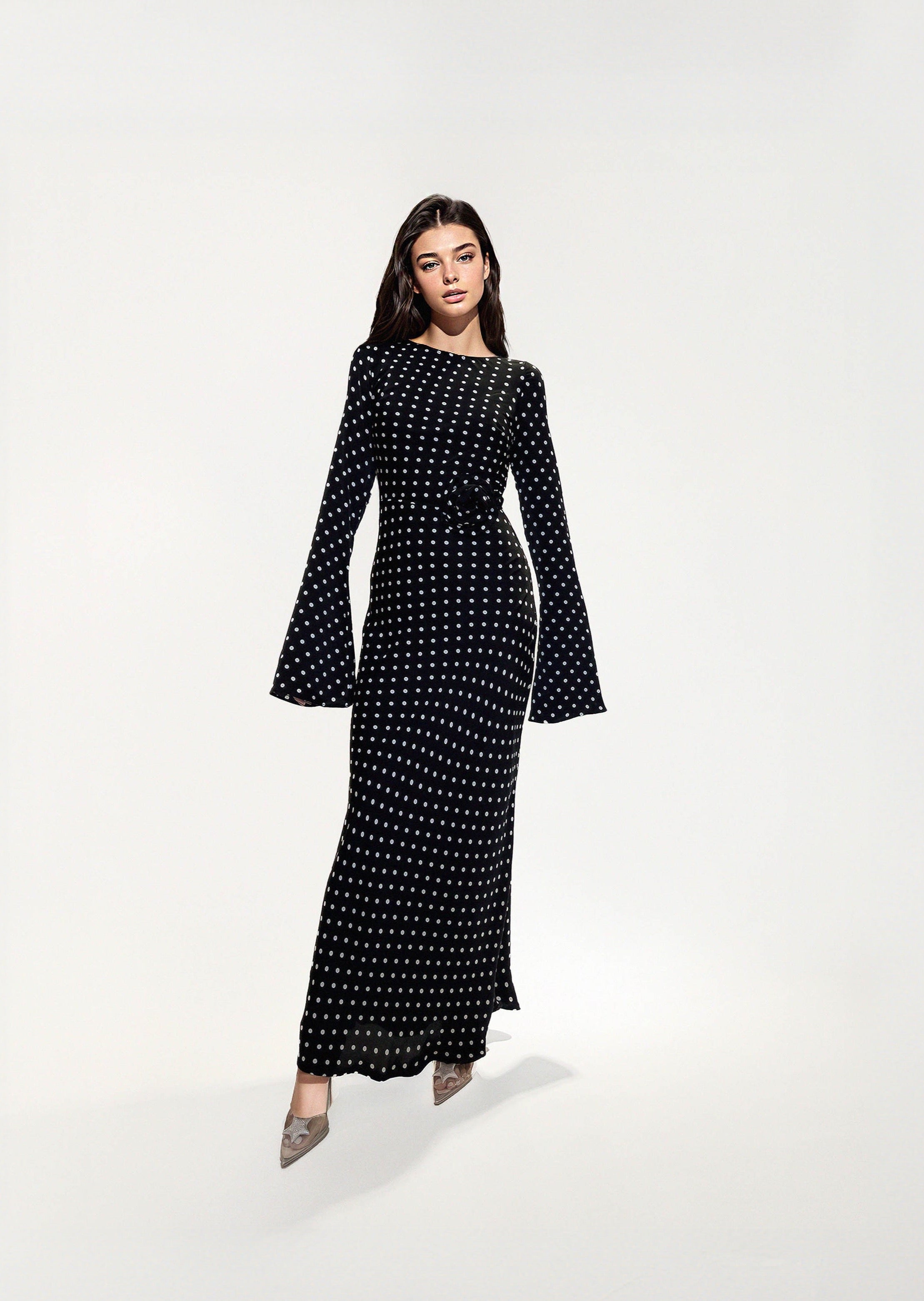 KYRA DRESS in Black Polka Dots - OctoberEighteen