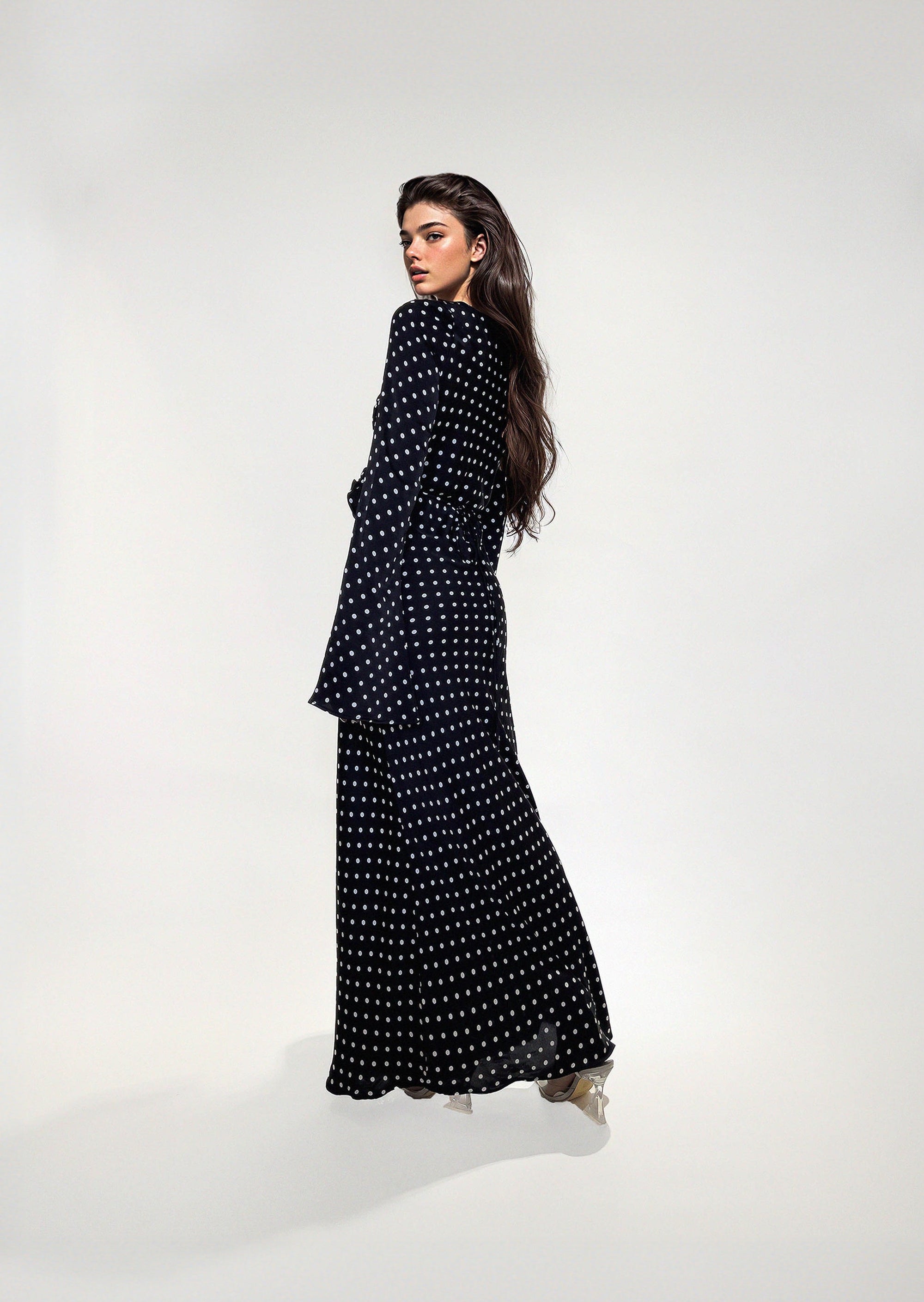 KYRA DRESS in Black Polka Dots - OctoberEighteen