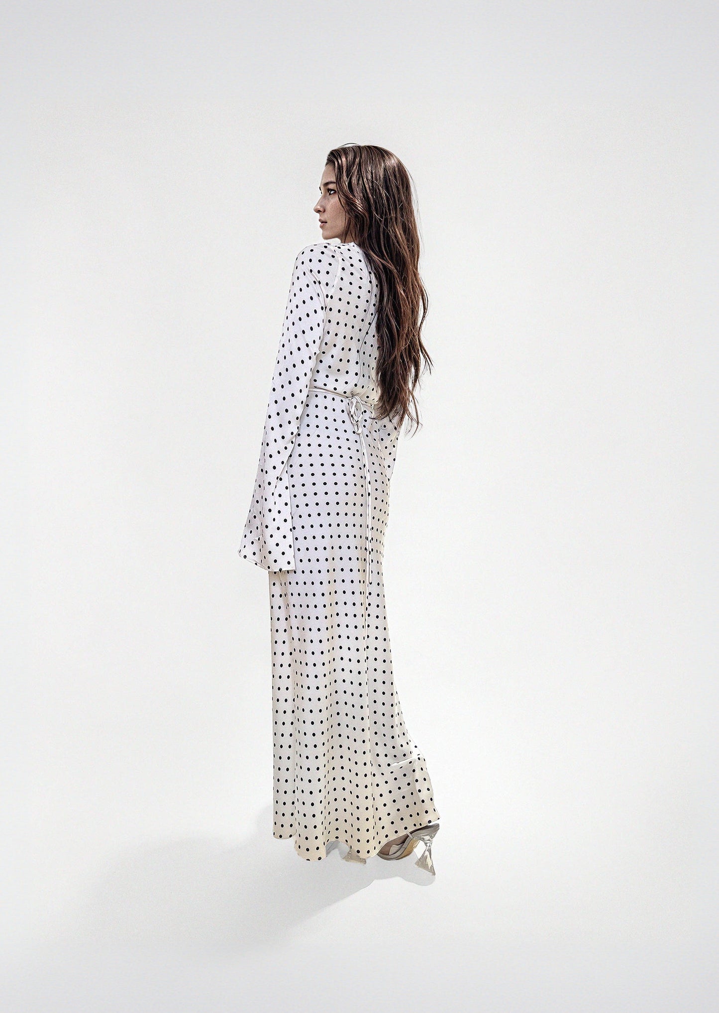 KYRA DRESS in White Polka Dots - OctoberEighteen