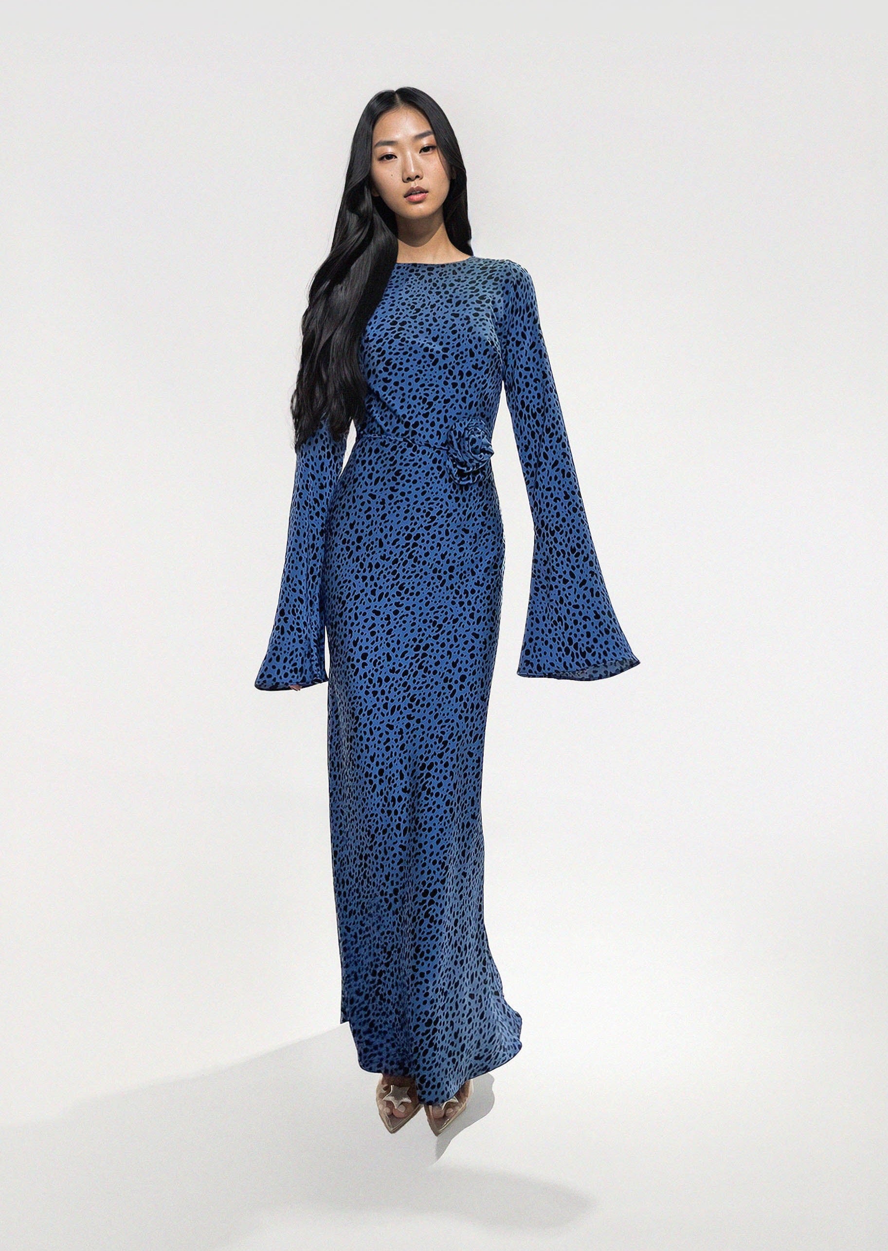 KYRA DRESS in Blue Dalmatian - OctoberEighteen