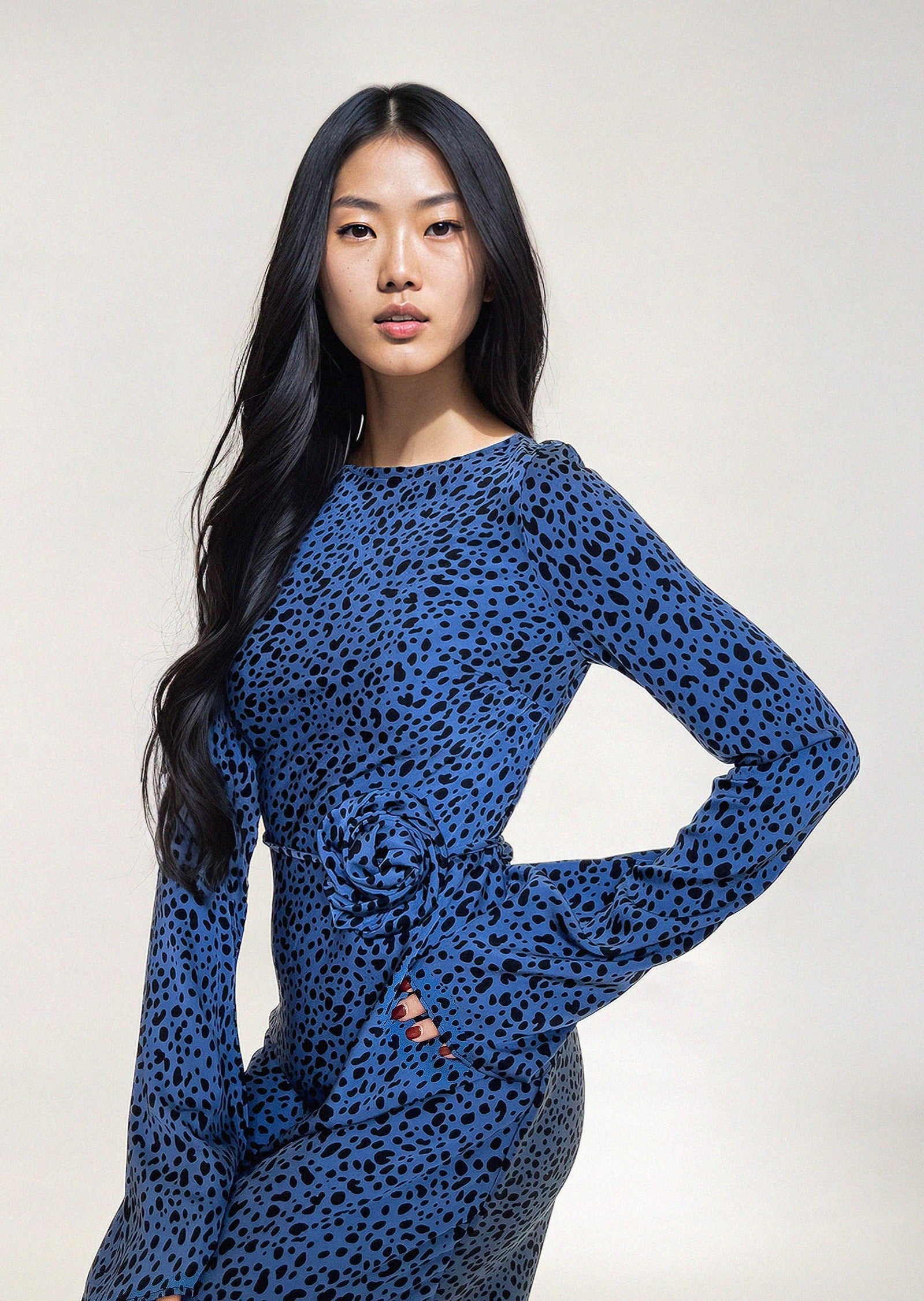 KYRA DRESS in Blue Dalmatian - OctoberEighteen