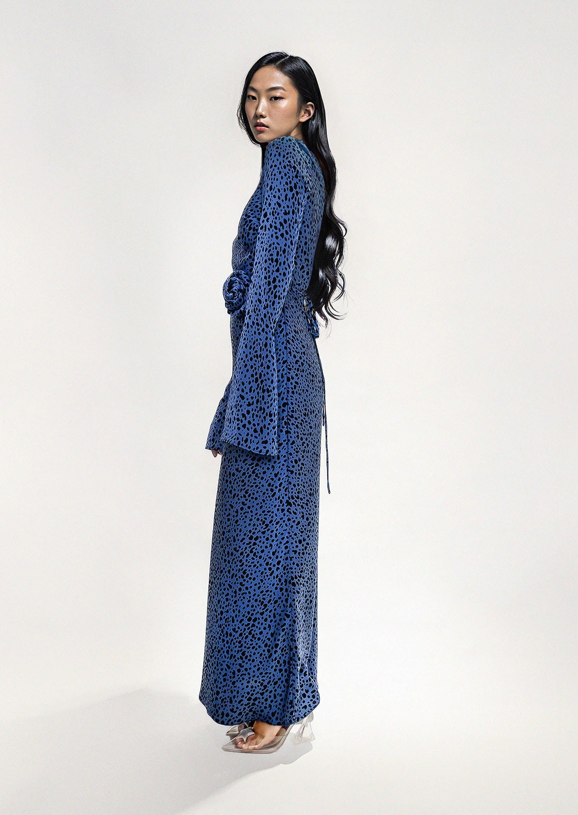 KYRA DRESS in Blue Dalmatian - OctoberEighteen
