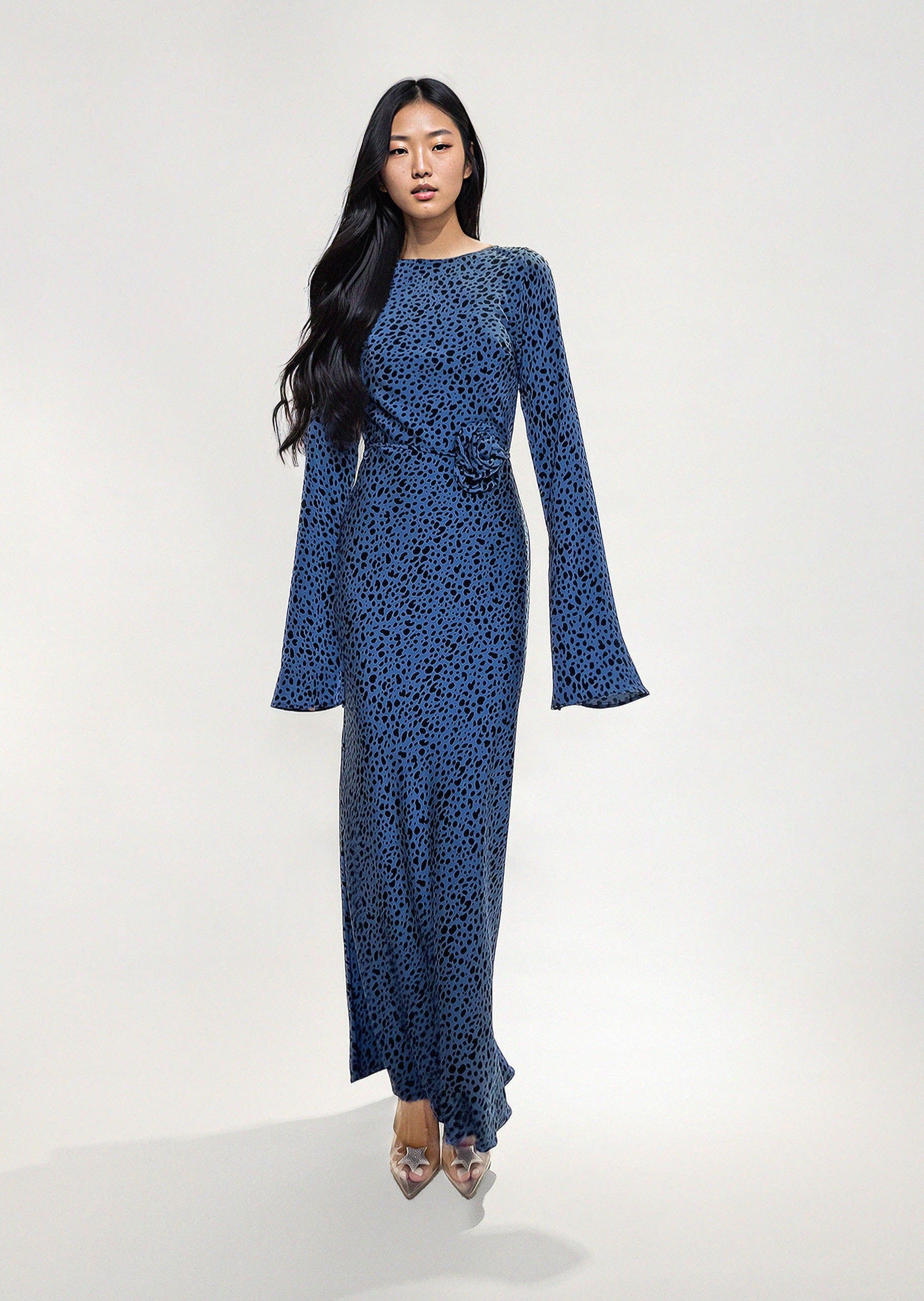 KYRA DRESS in Blue Dalmatian - OctoberEighteen