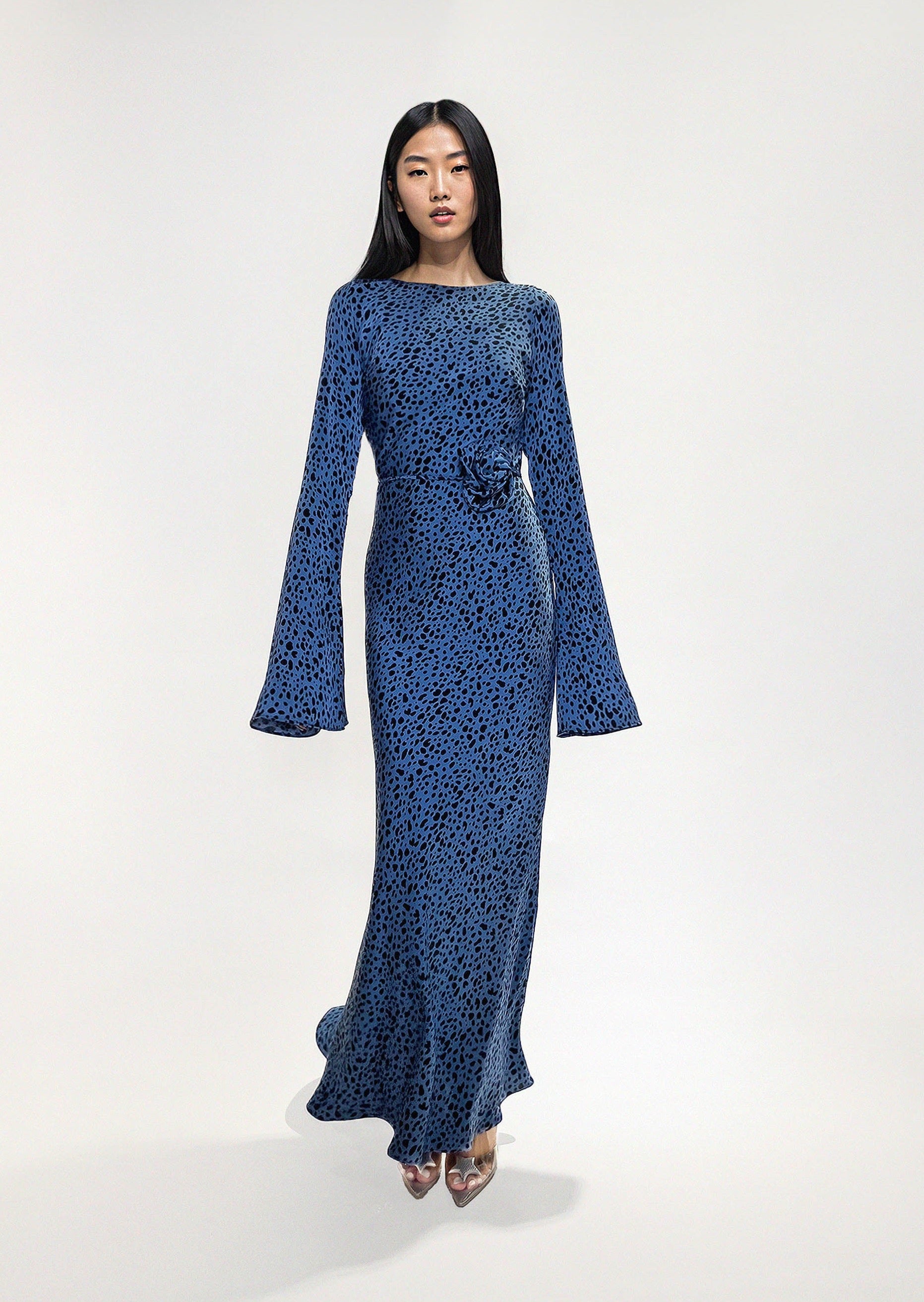 KYRA DRESS in Blue Dalmatian - OctoberEighteen