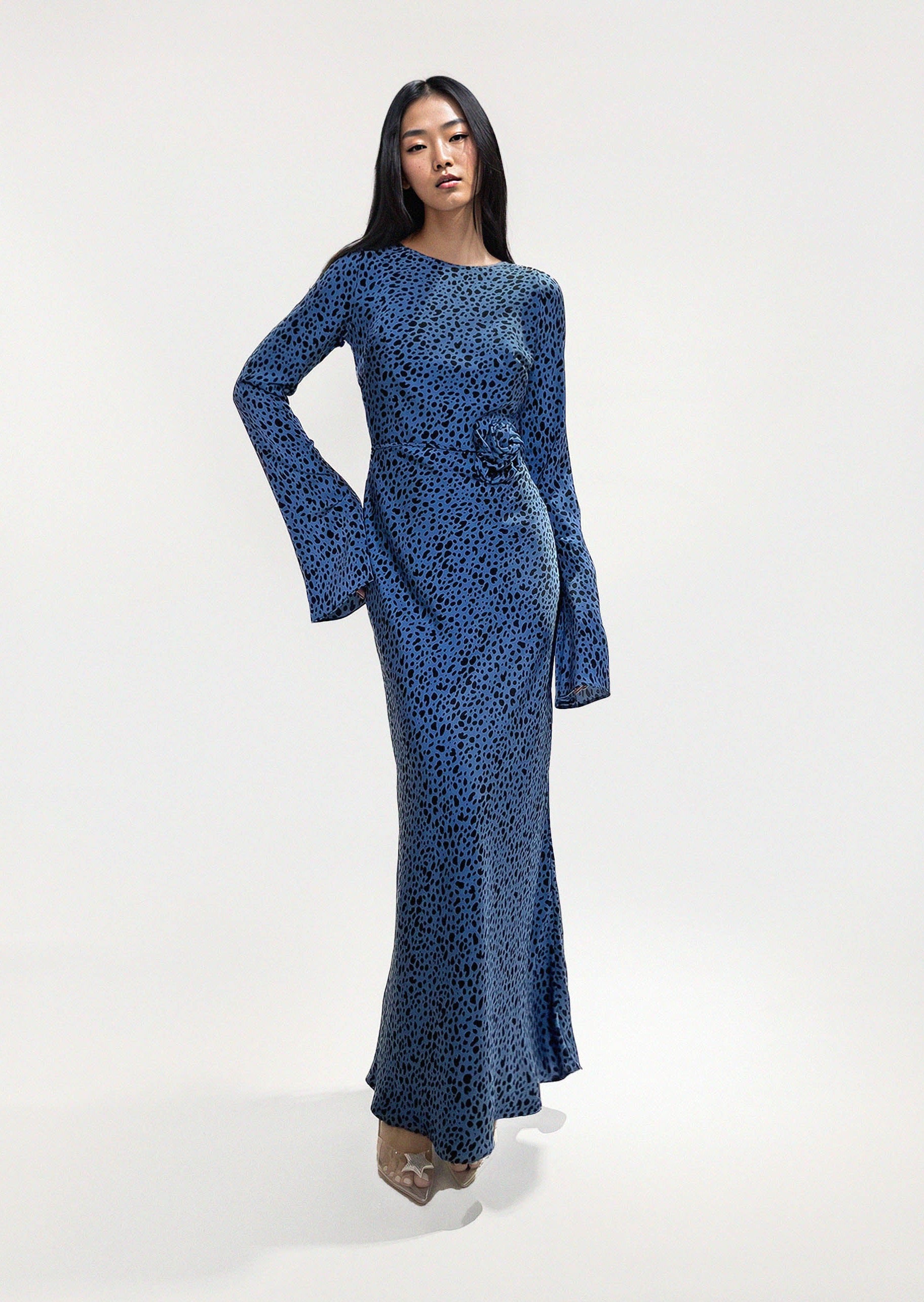 KYRA DRESS in Blue Dalmatian - OctoberEighteen