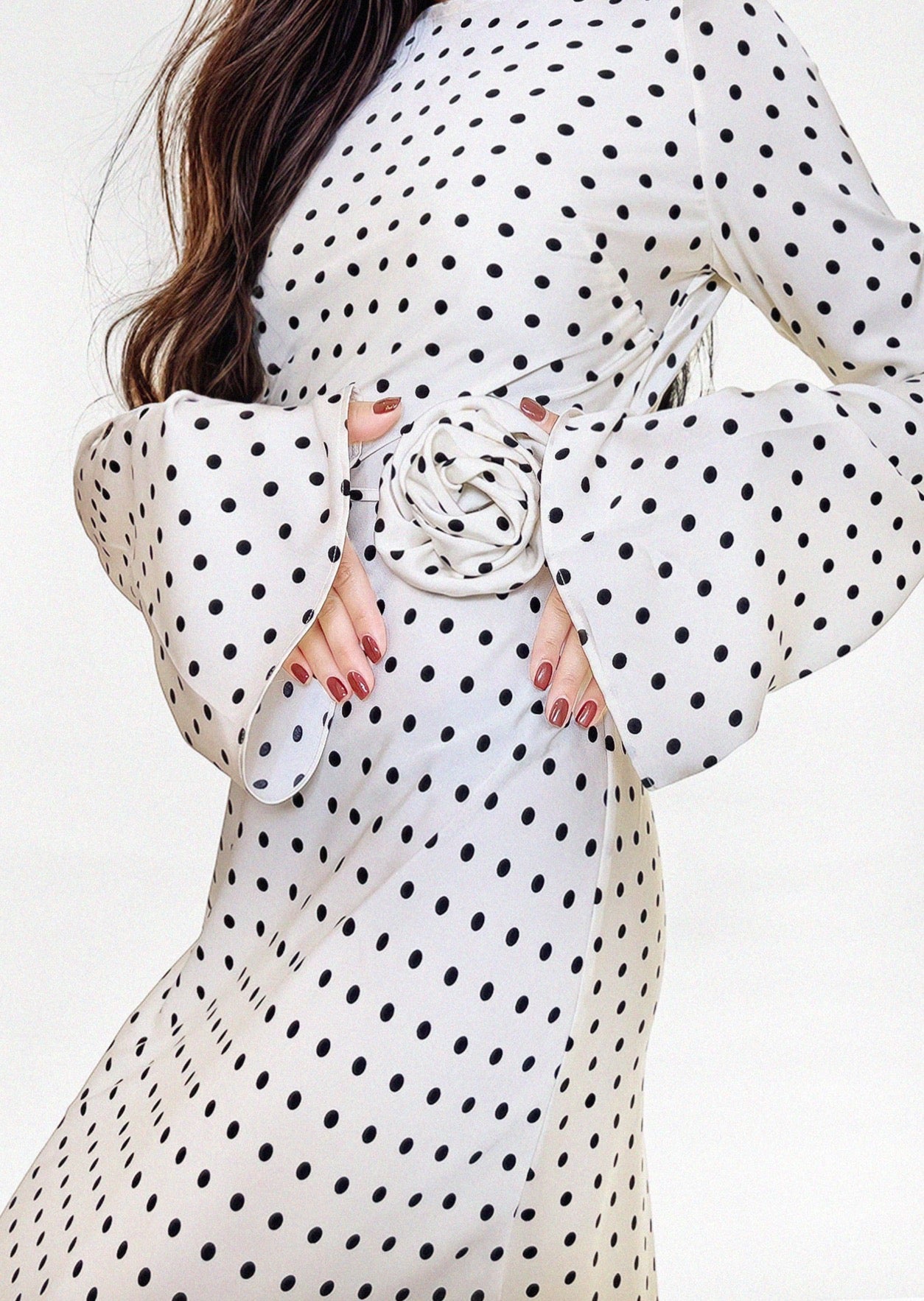 KYRA DRESS in White Polka Dots - OctoberEighteen