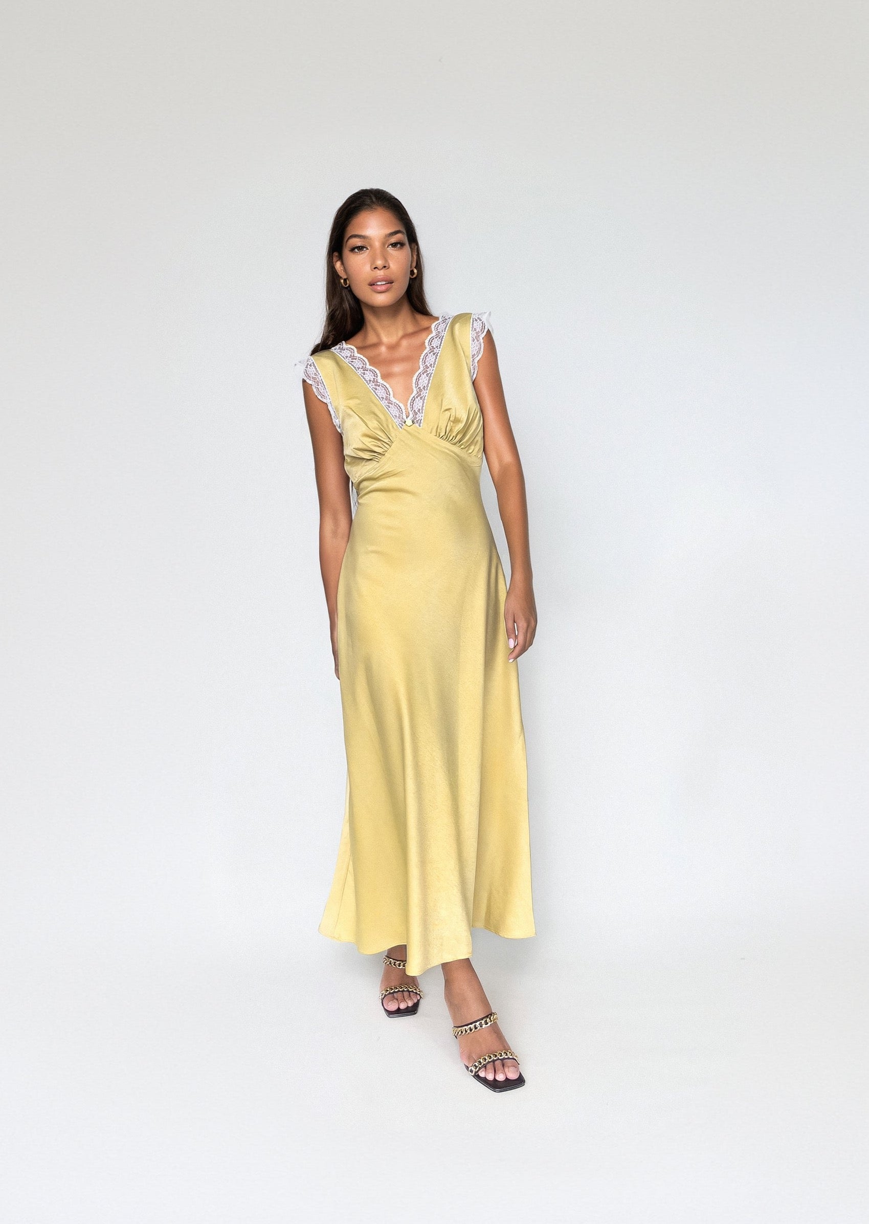 MARIELLE DRESS in Pastel Yellow - OctoberEighteen