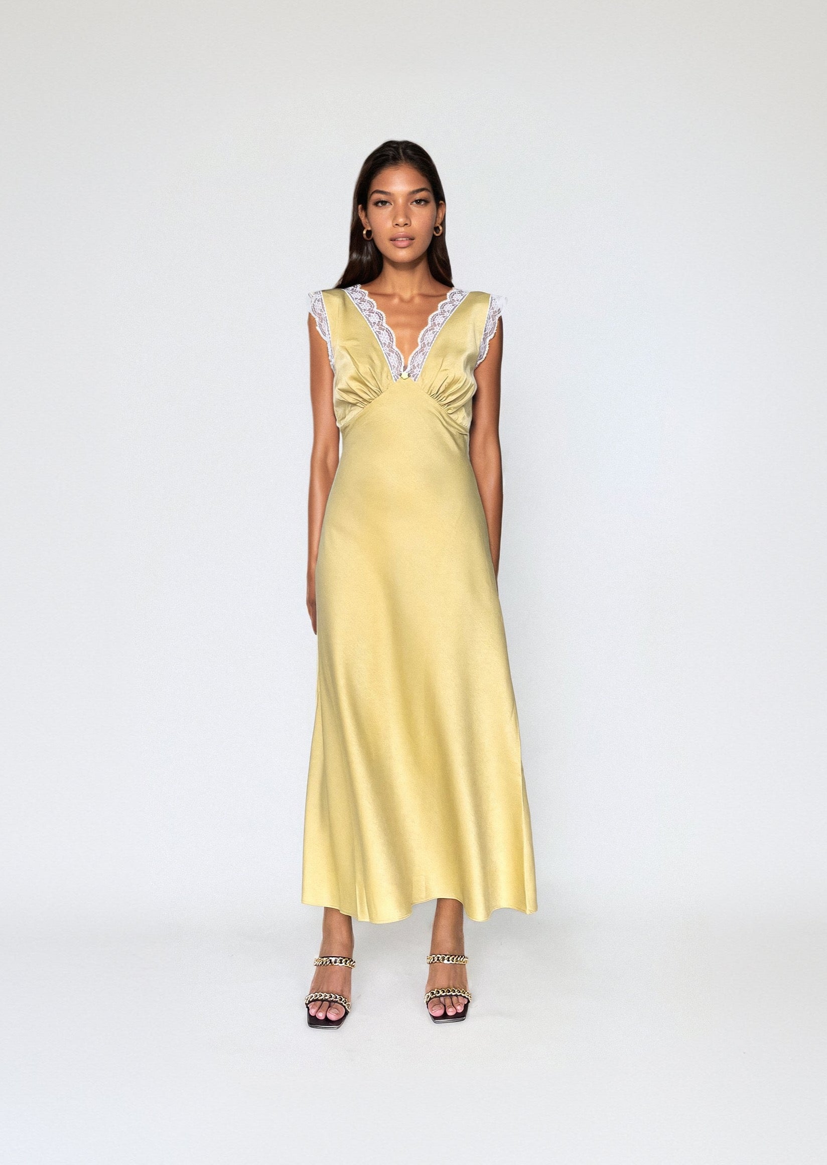 MARIELLE DRESS in Pastel Yellow - OctoberEighteen