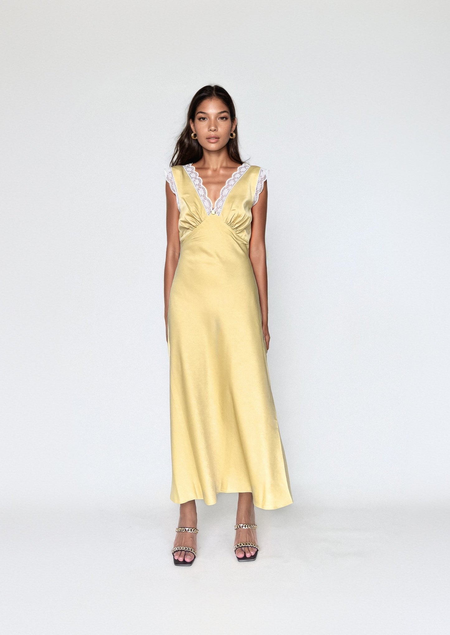 MARIELLE DRESS in Pastel Yellow - OctoberEighteen