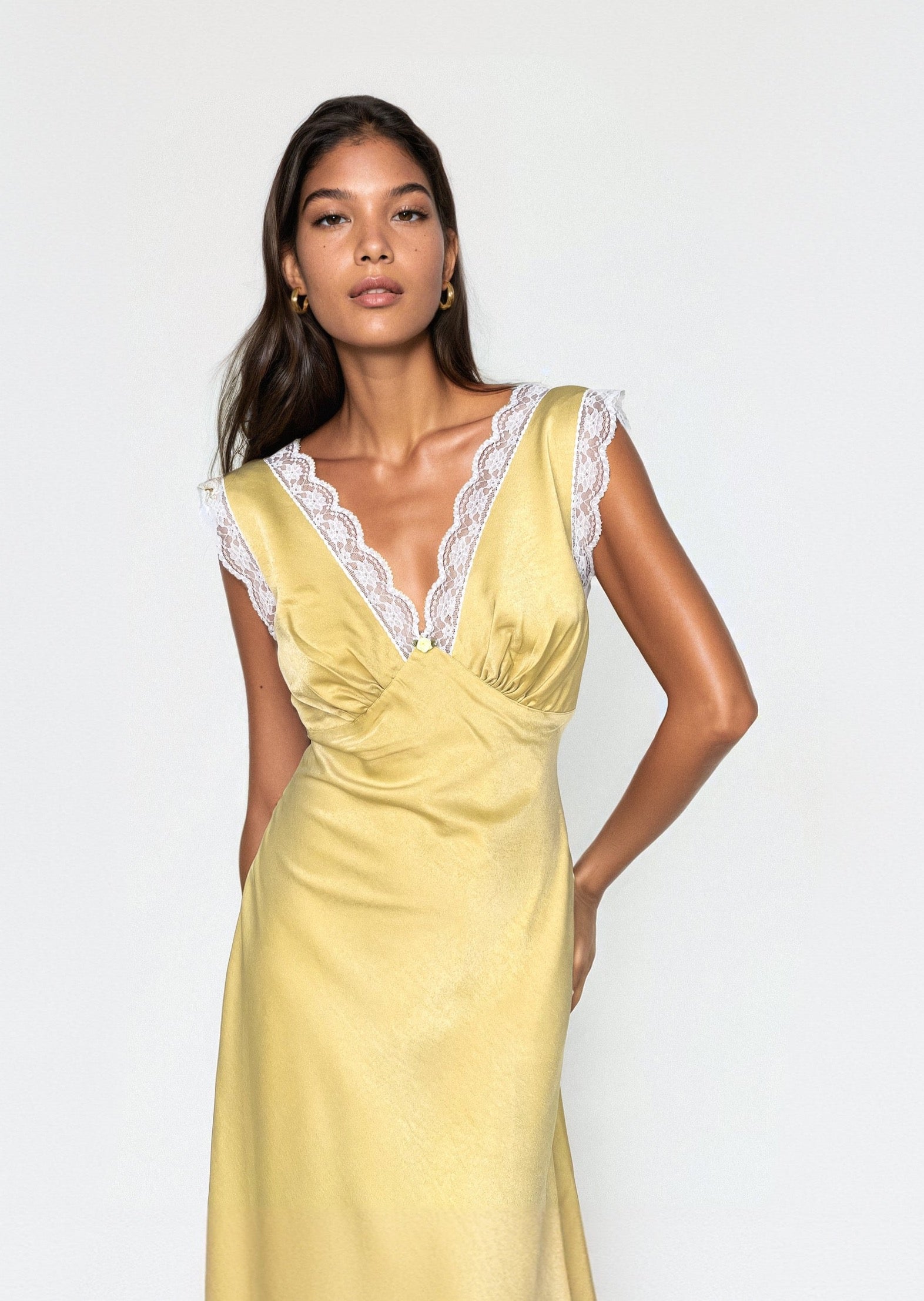 MARIELLE DRESS in Pastel Yellow - OctoberEighteen