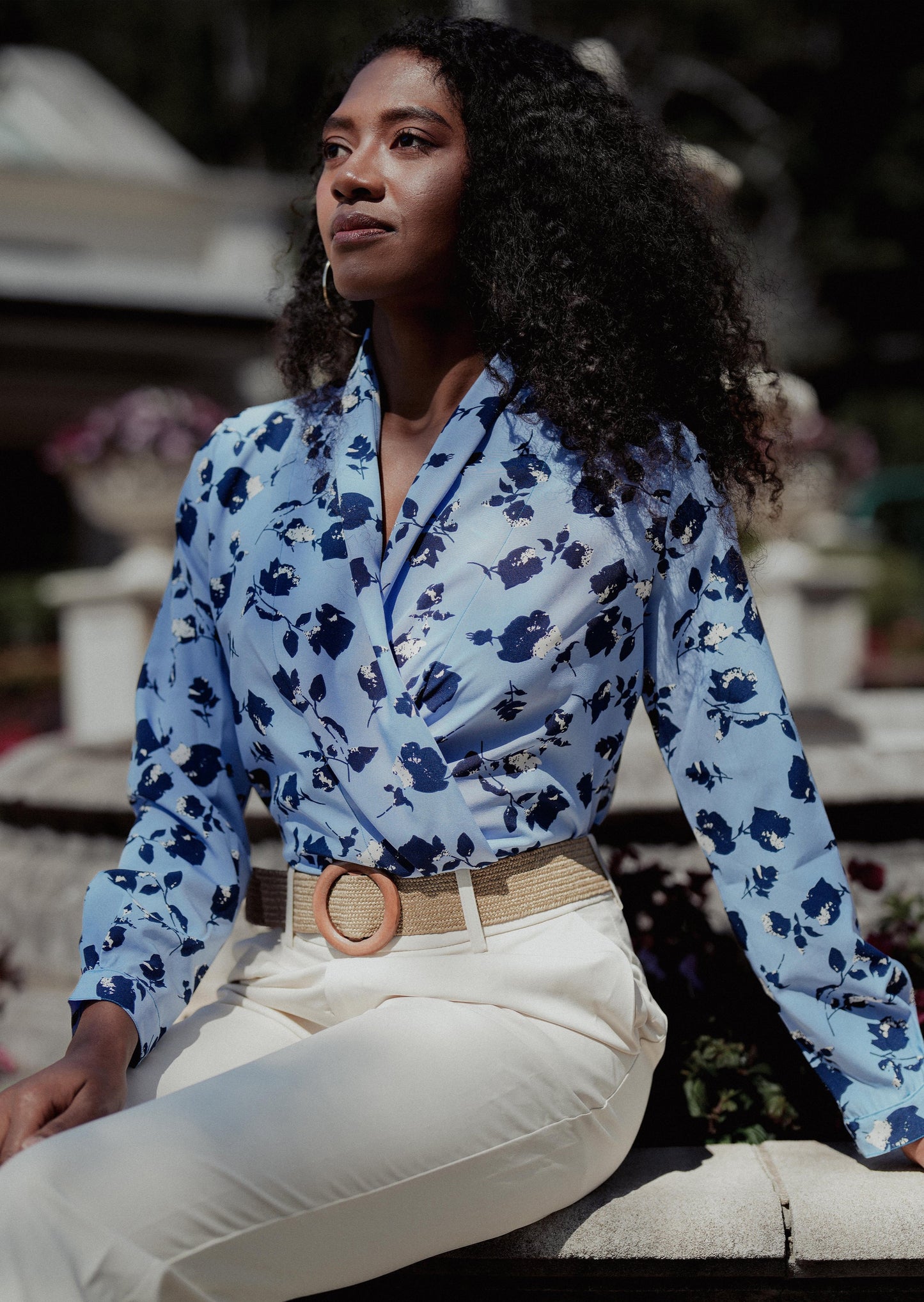 FLORENCE BLOUSE IN LIGHT BLUE FLORAL