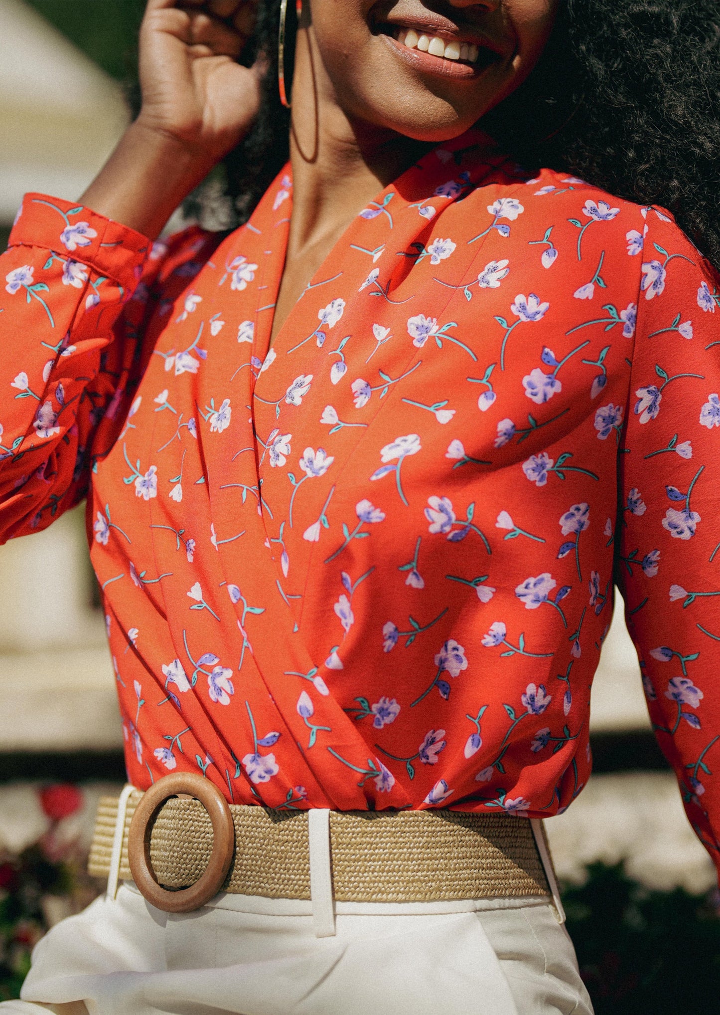 FLORENCE BLOUSE IN RED ORANGE FLORAL